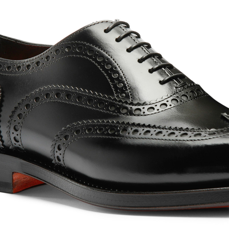 Men's polished black leather Oxford brogue 6