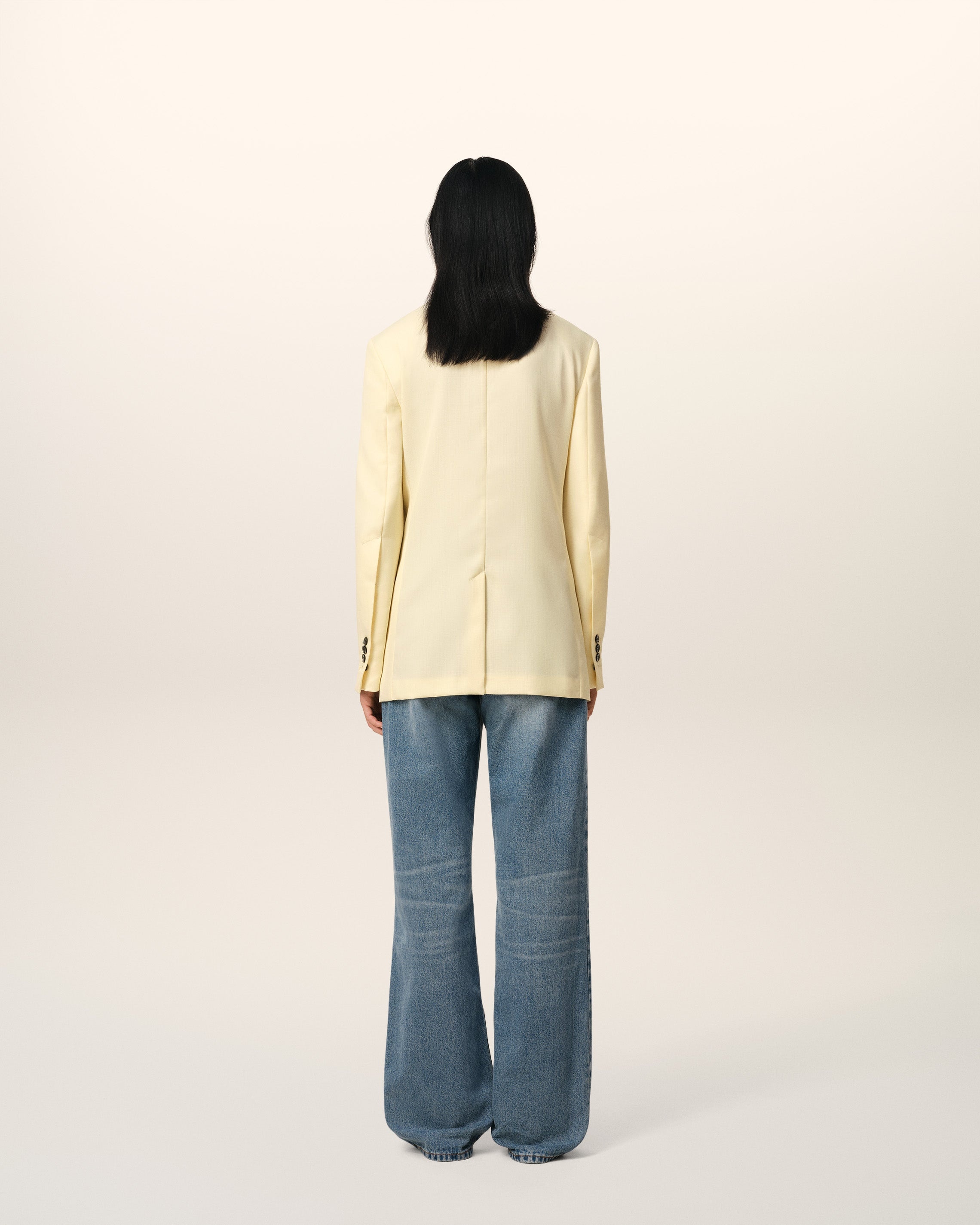 YELLOW WOOL SEMI-LINED JACKET - 4