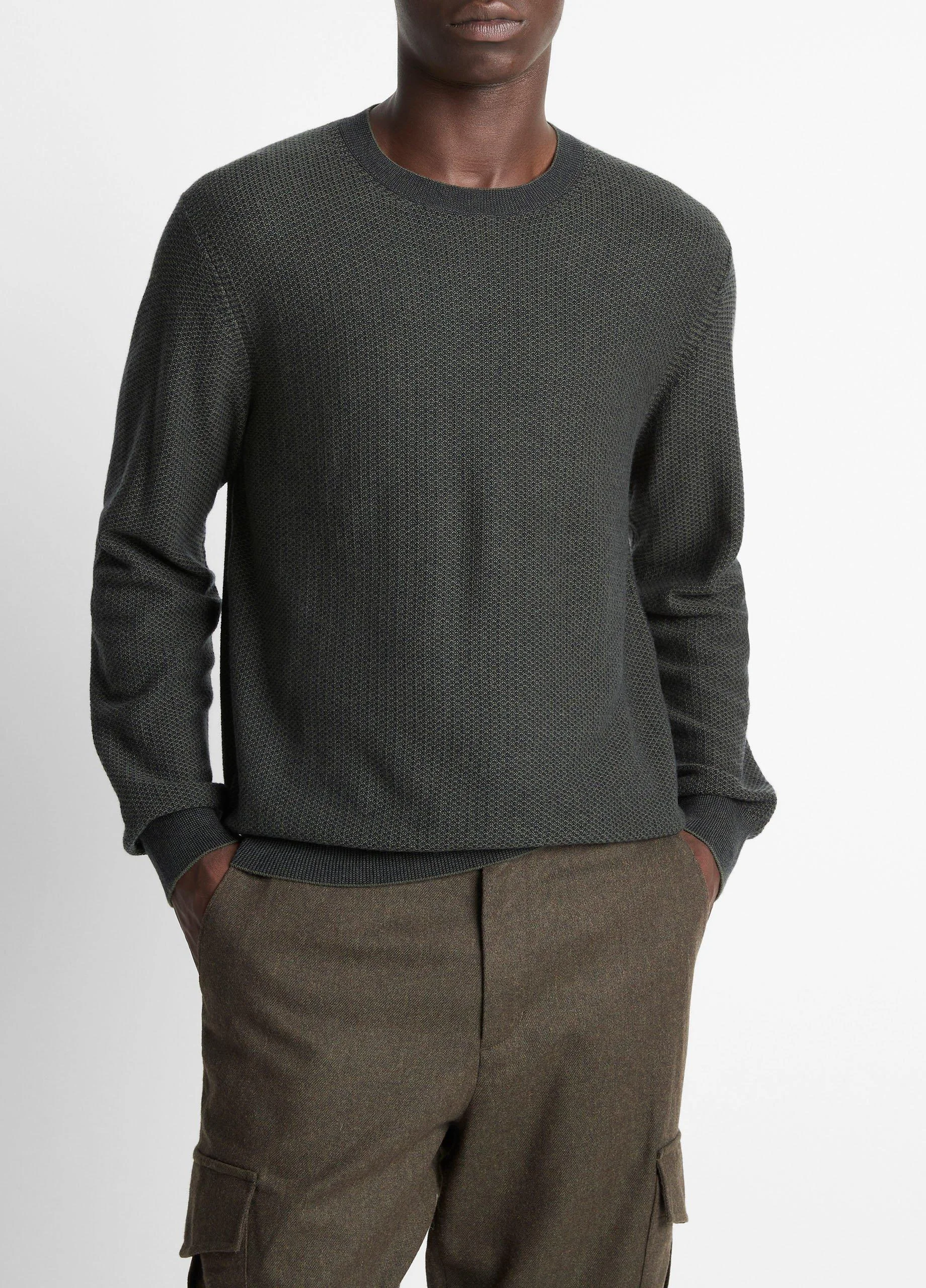 Geo-Jacquard Wool-Blend Crew Neck Sweater - 1