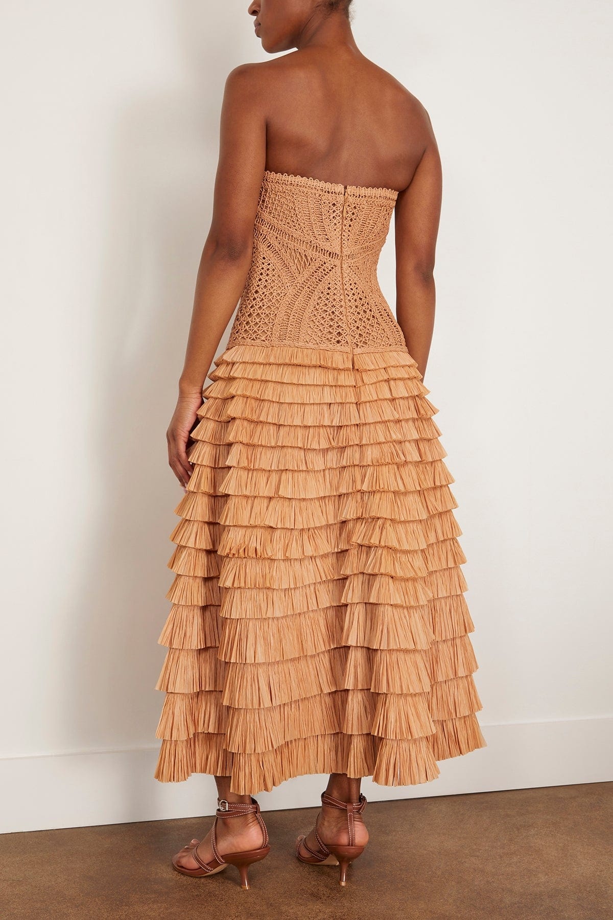 Santana Bustier Midi Dress in Straw - 4