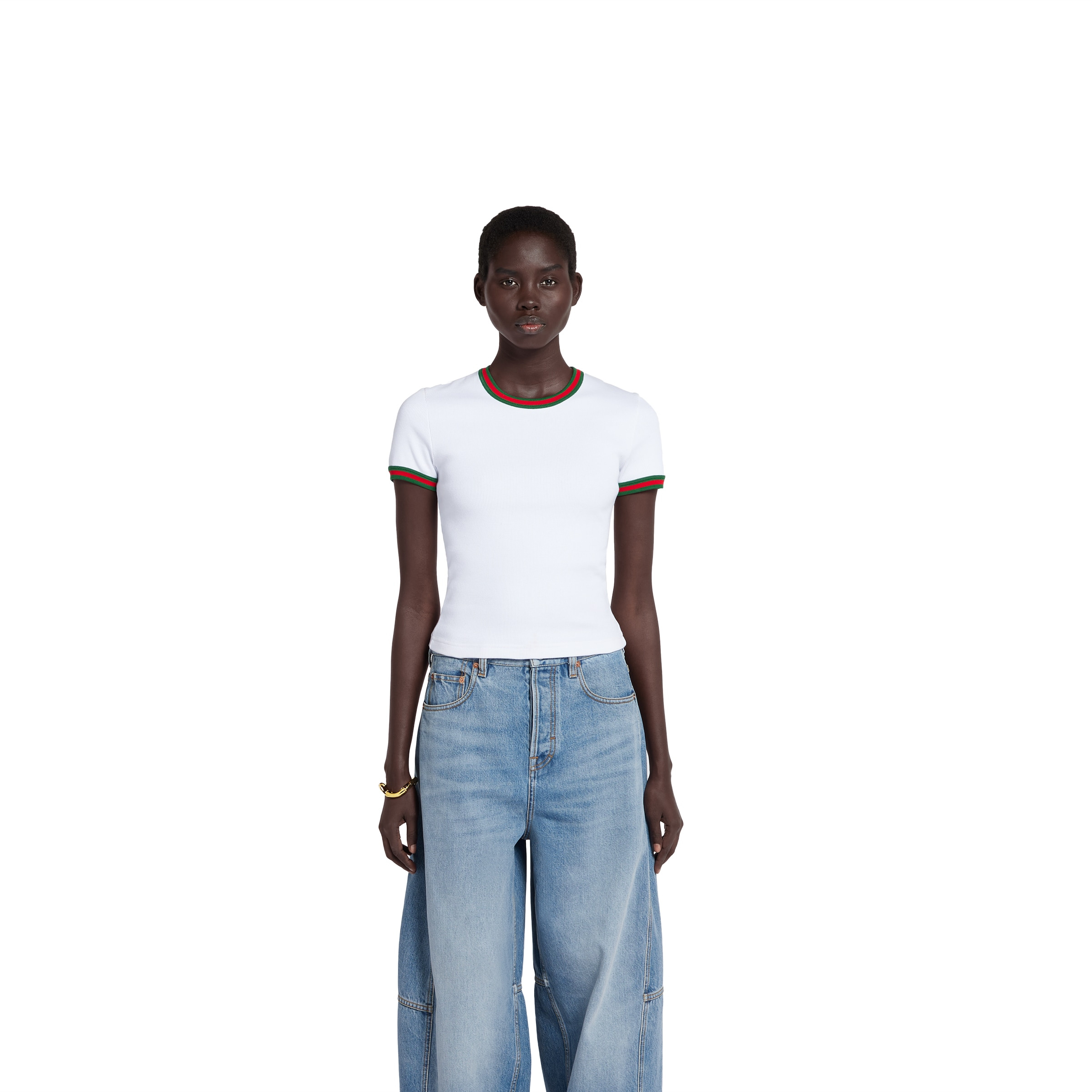 Cotton rib T-shirt with Web - 3