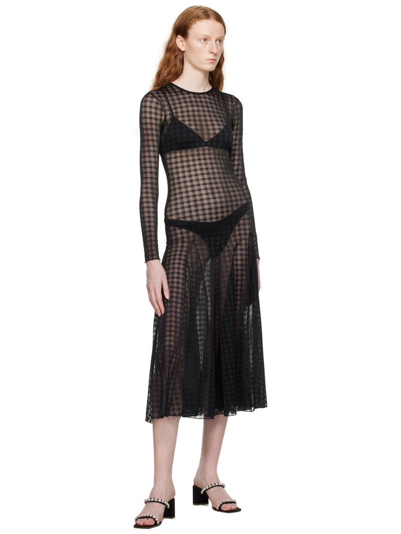 AMI Paris Black Gingham Midi Dress outlook