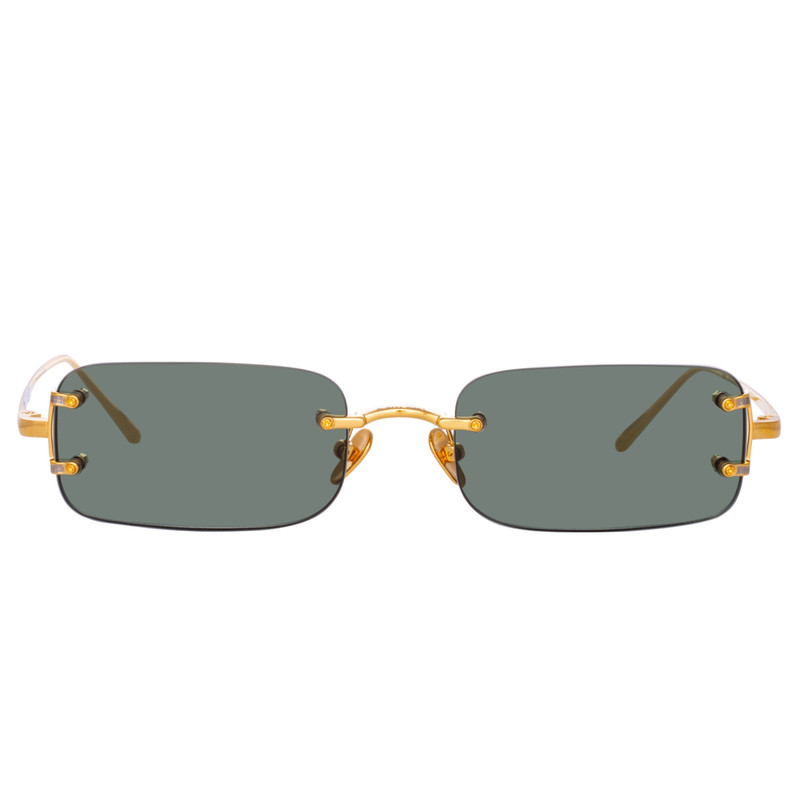 MEN'S TAYLOR RECTANGULAR SUNGLASSES IN YELLOW GOLD AND GREEN - 1