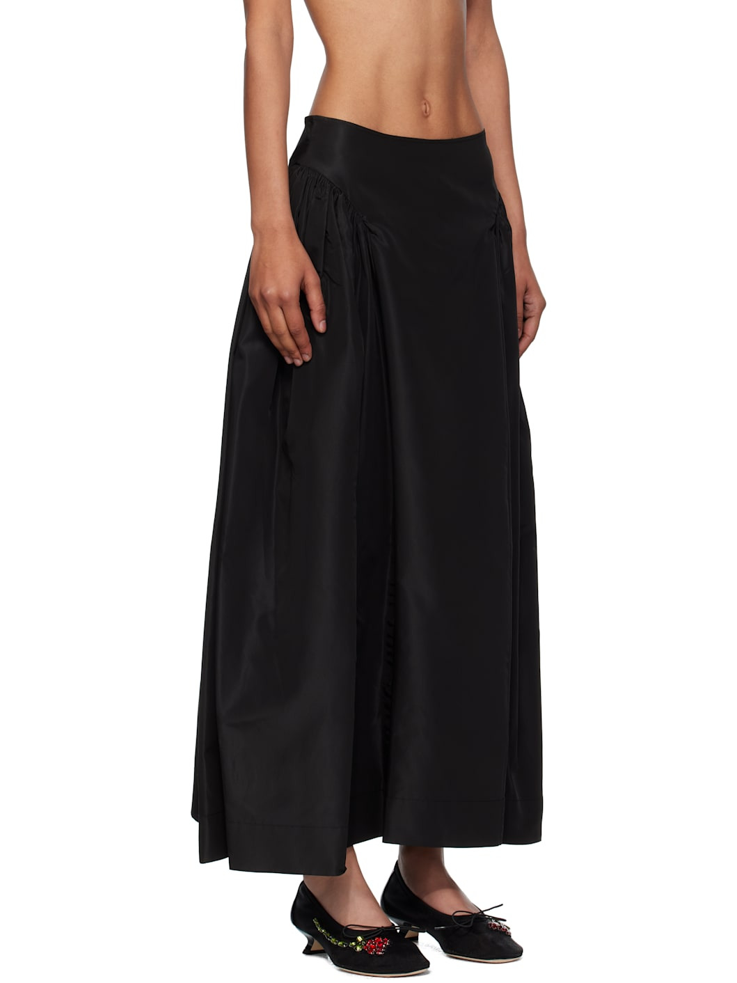 Black Hip Detail Bind Maxi Skirt - 2