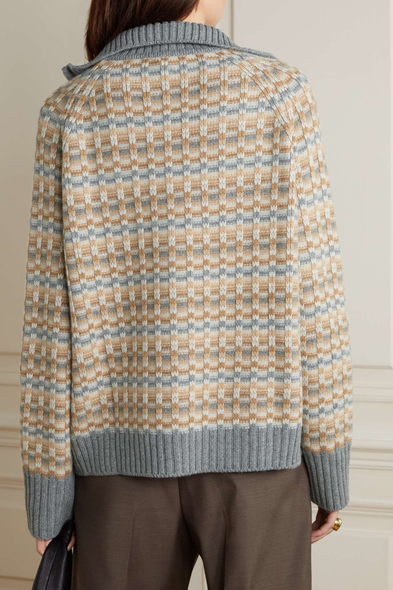 Striped cashmere-jacquard cardigan - 4