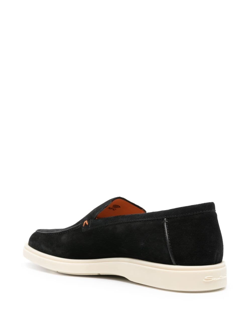 contrast-stitching suede loafers - 3