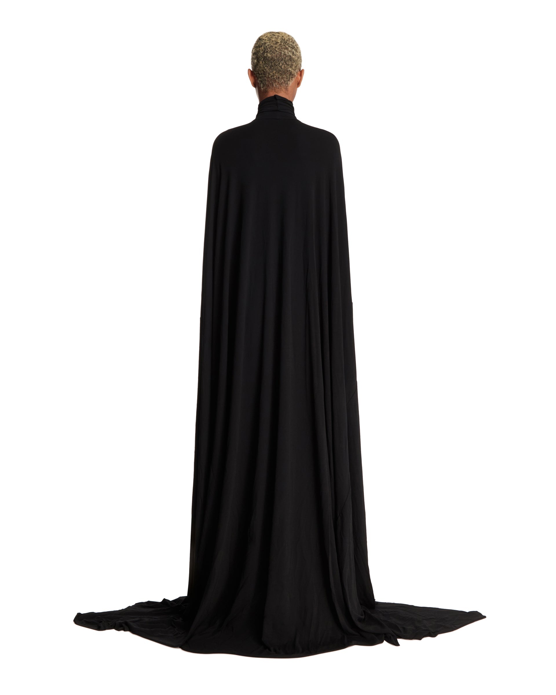 Black Long Cape Dress - 3