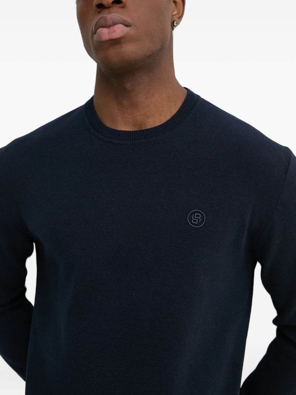 logo-embroidered crew-neck sweater - 3