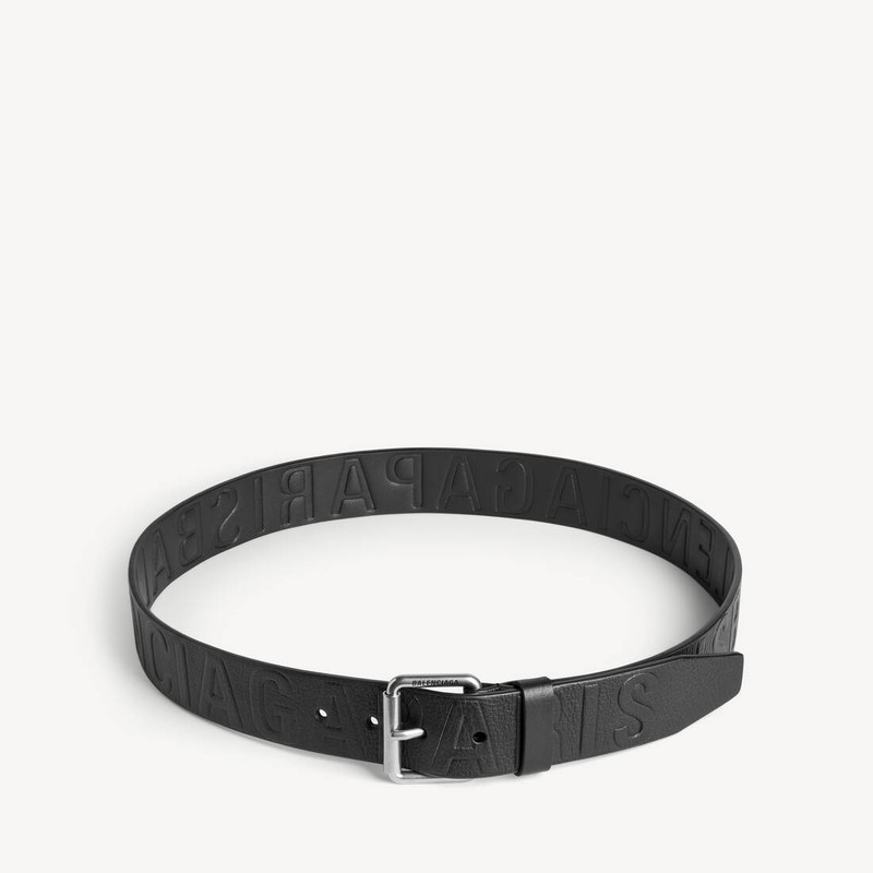 BALENCIAGA Men's Debossed Logo Belt in Black outlook