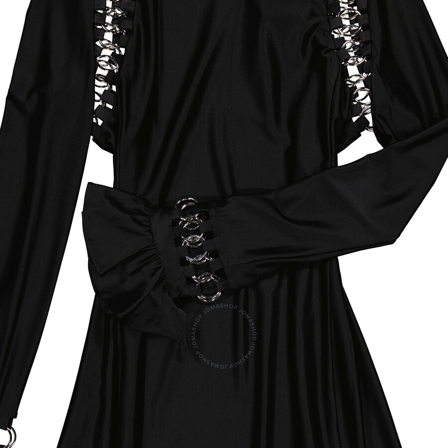 Burberry Ladies Black Ring Pierced Stretch Jersey Mini Dress - 8