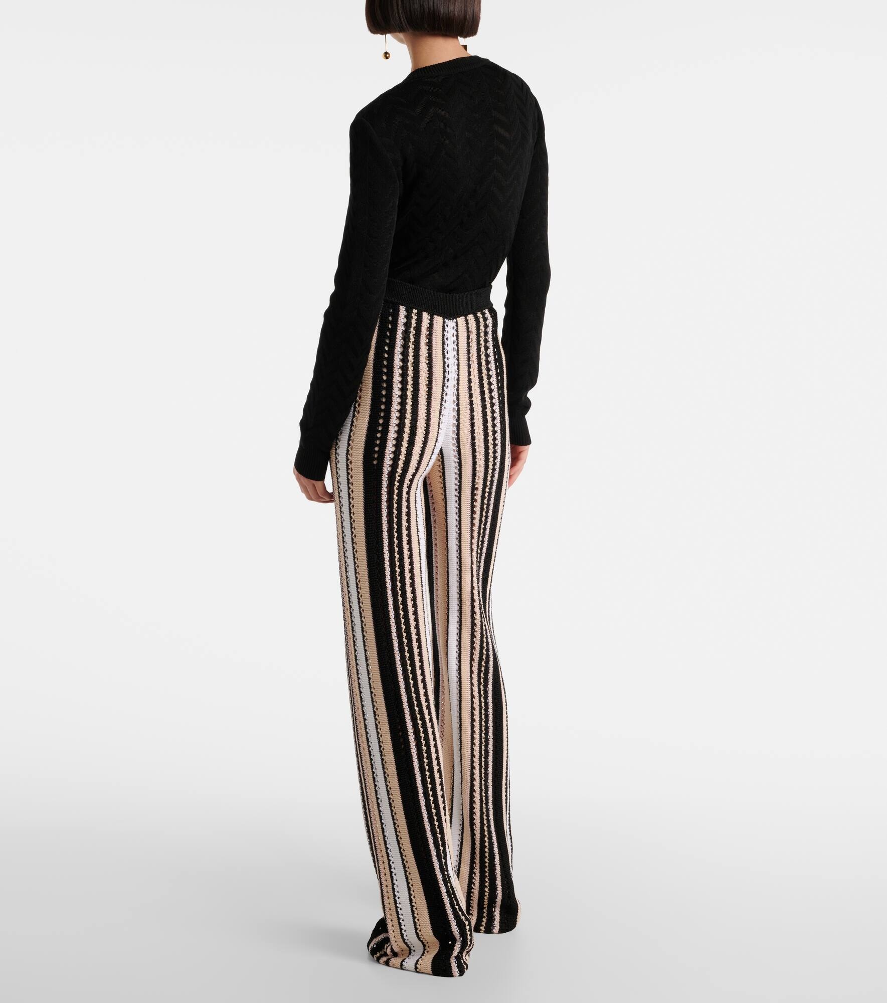 Striped cotton-blend straight pants - 3