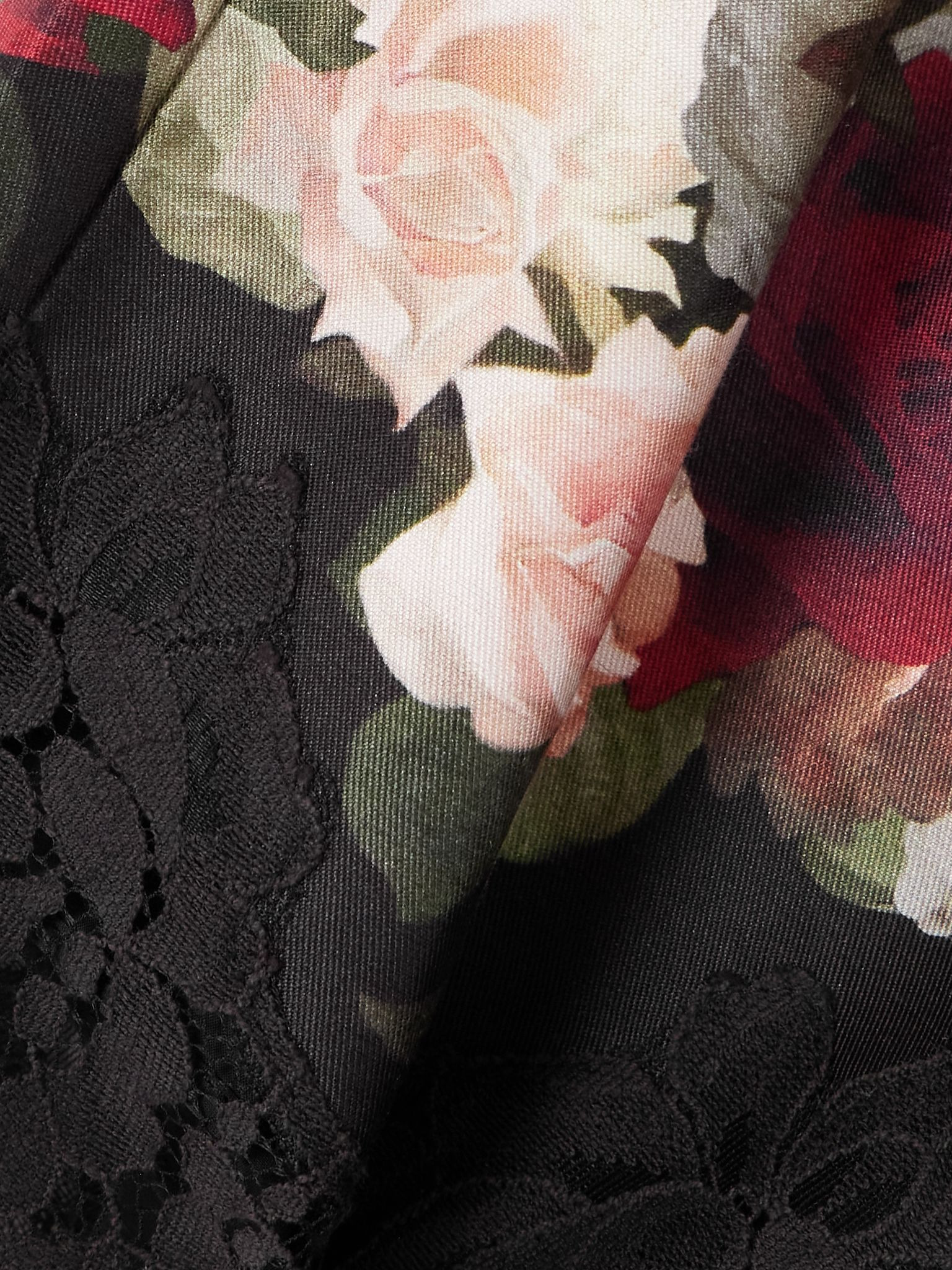 Belted lace-trimmed floral-print silk and cotton-blend twill shorts Black - 4