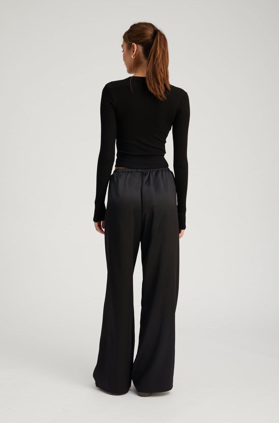 BLACK SILK EASY PANTS - 3