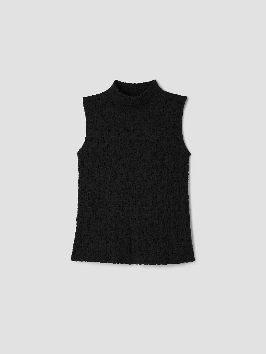 Bubble Jacquard Funnel Neck Top - 1
