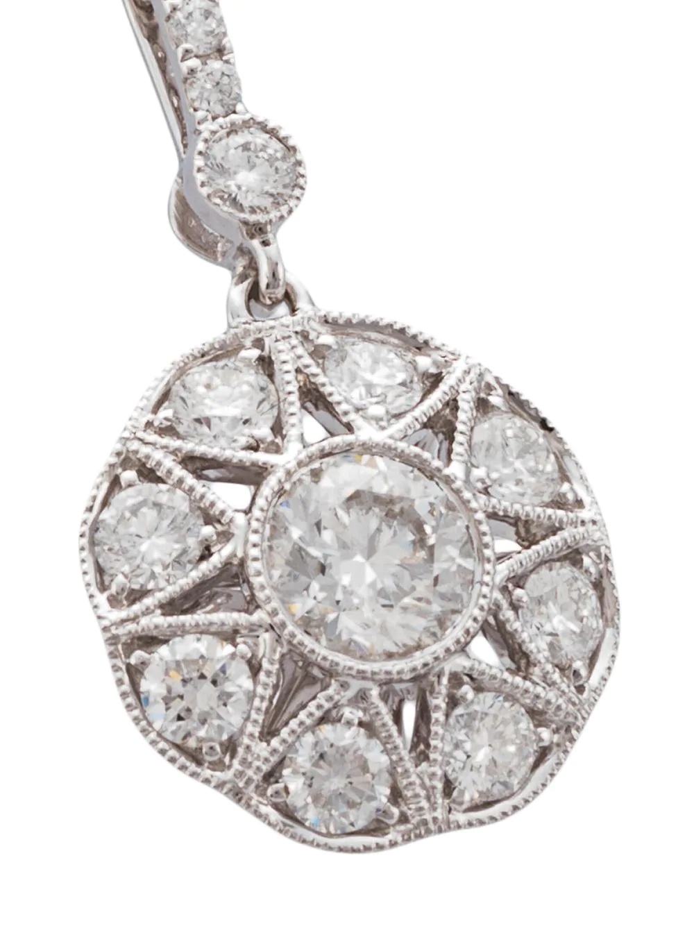 18kt white gold floral diamond pendant necklace - 3