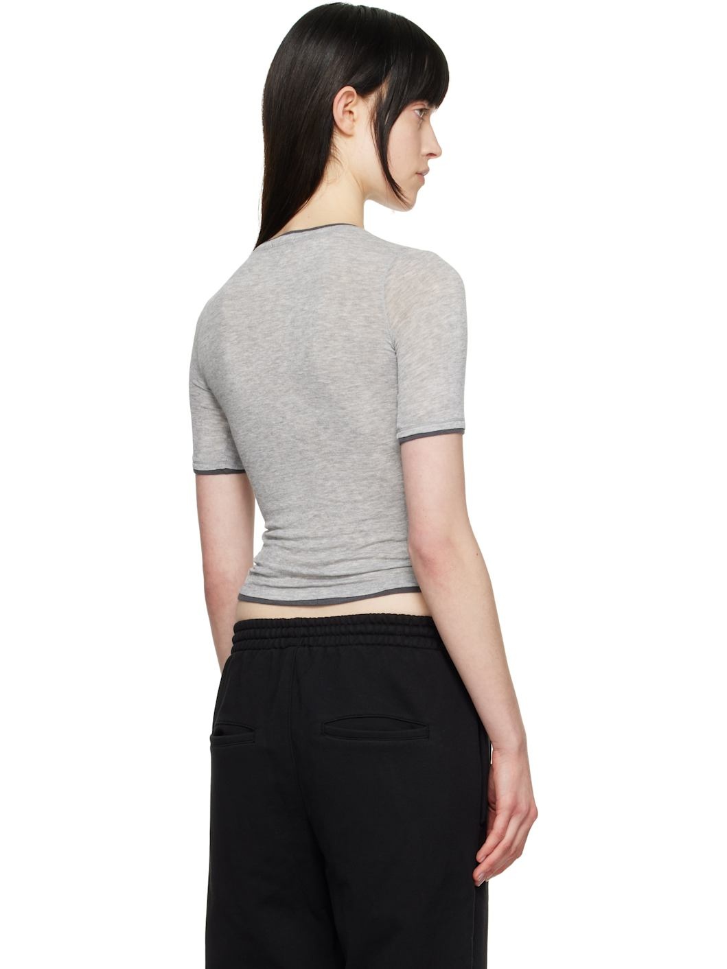 Gray Contrast Edge T-shirt - 3