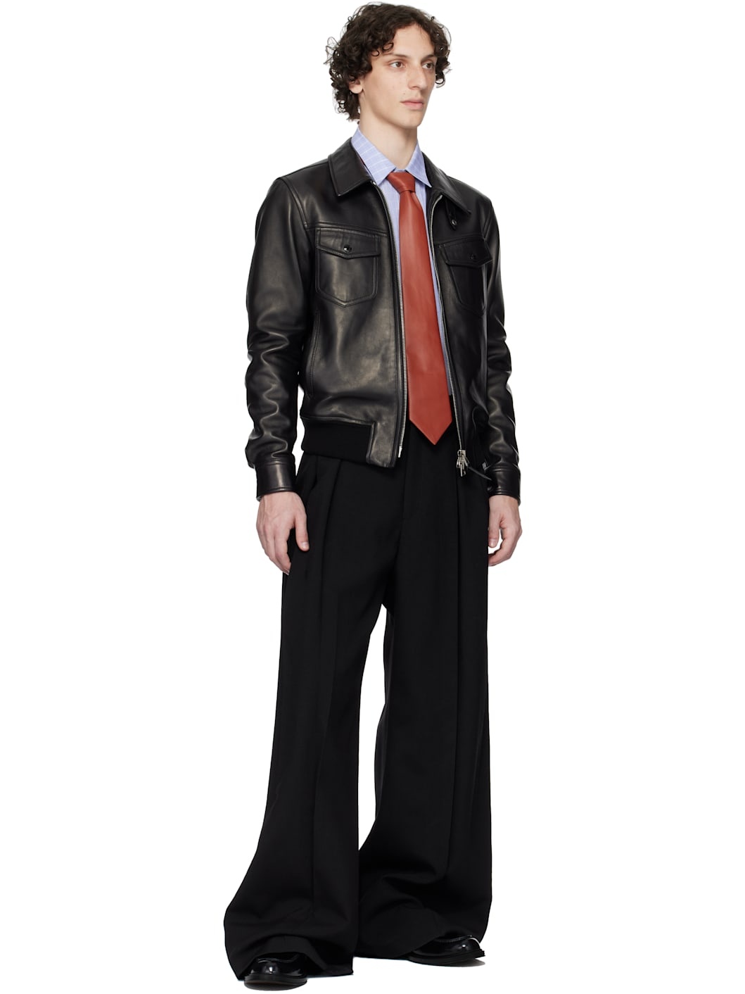 Brown Smooth Lambskin Tie - 3