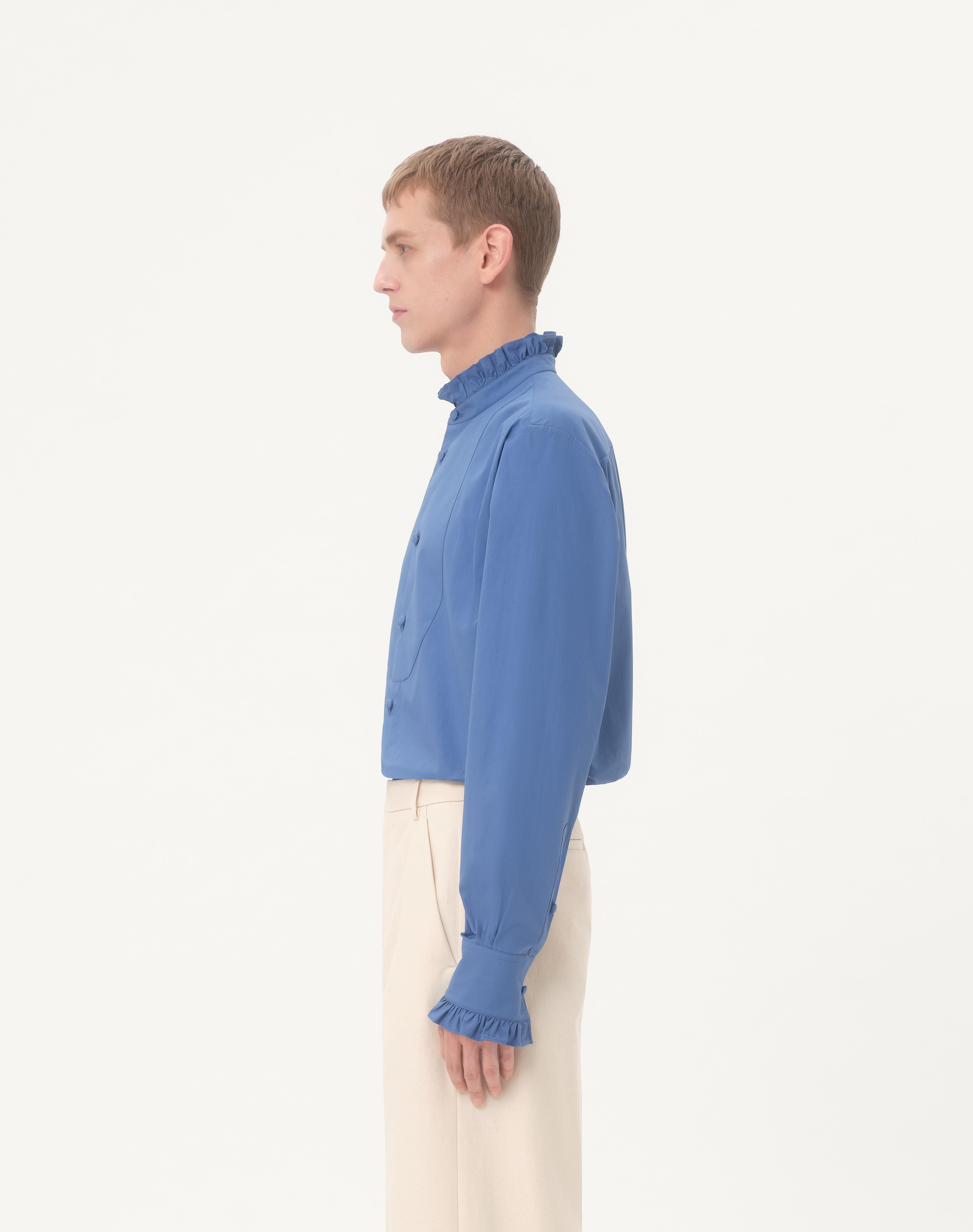 COTTON POPLIN SHIRT WITH PLASTRON AND RUFFLES - 6
