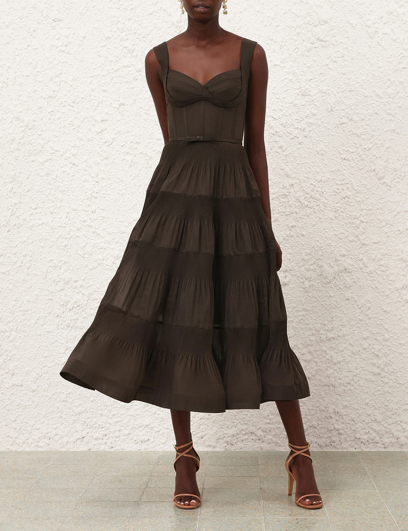 Zimmermann PLEATED DRAPED MIDI DRESS outlook