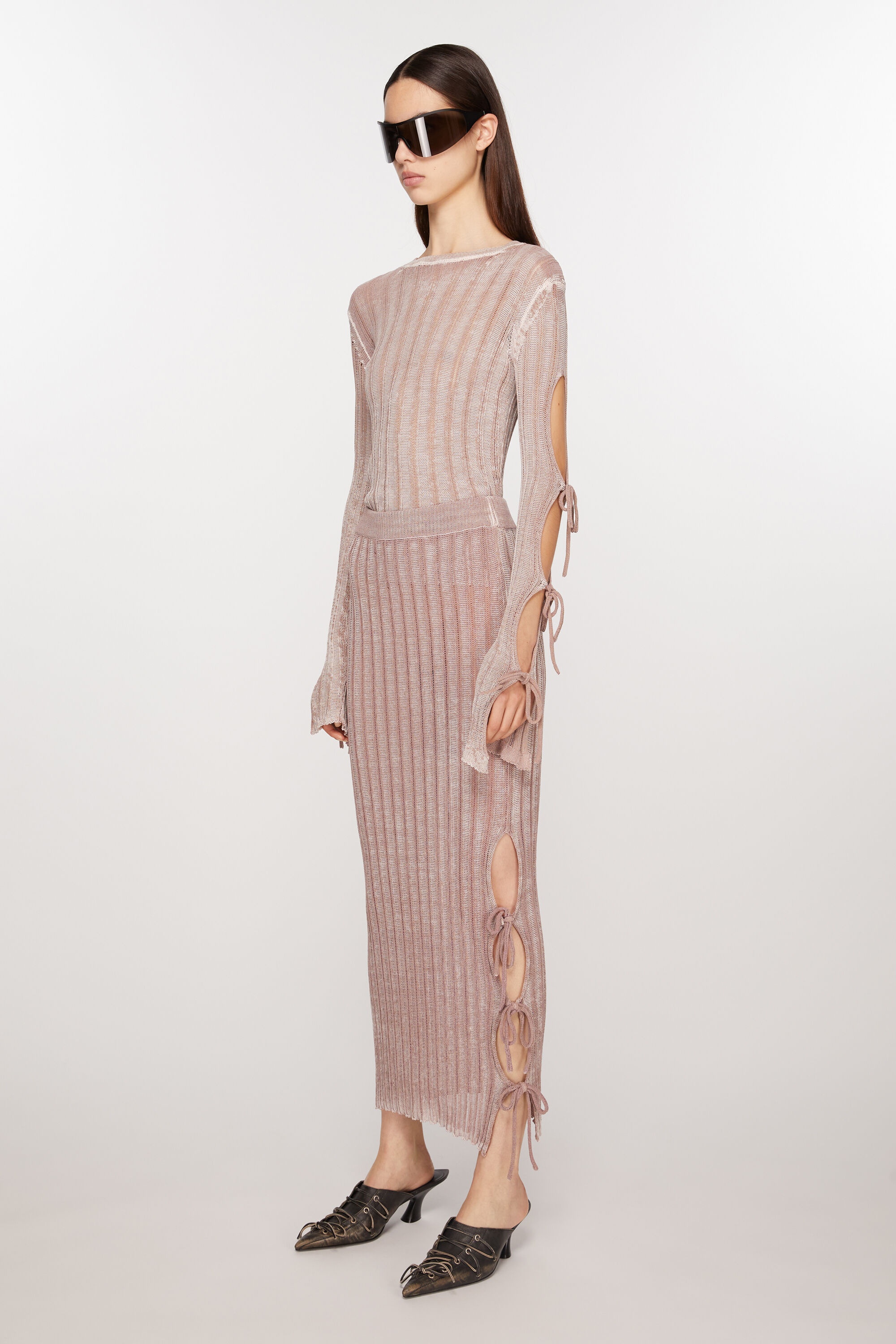 Knit midi skirt - Dusty pink - 3