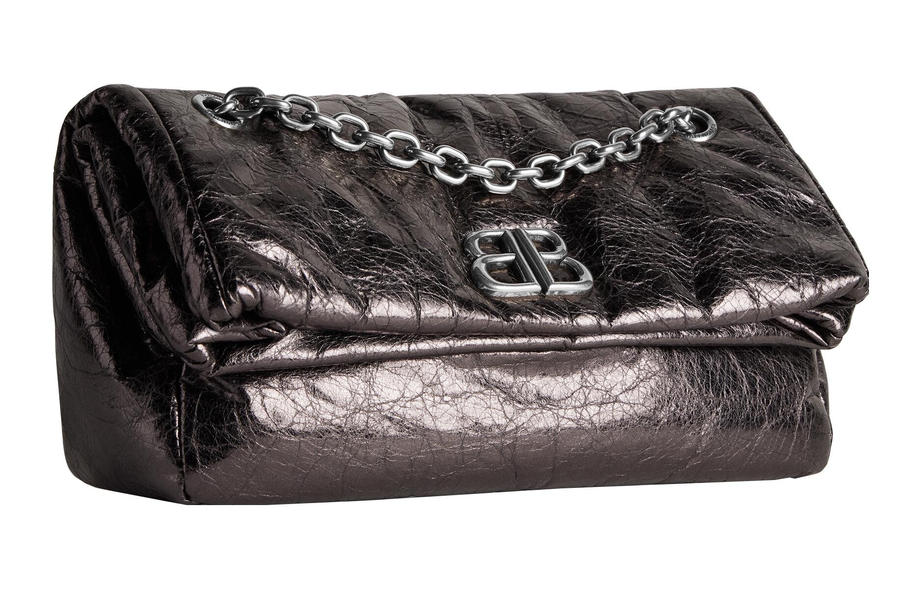 (WMNS) Balenciaga Monaco Small Chain Bag Metallized 'Dark Grey' 7659662AASD1314 - 2