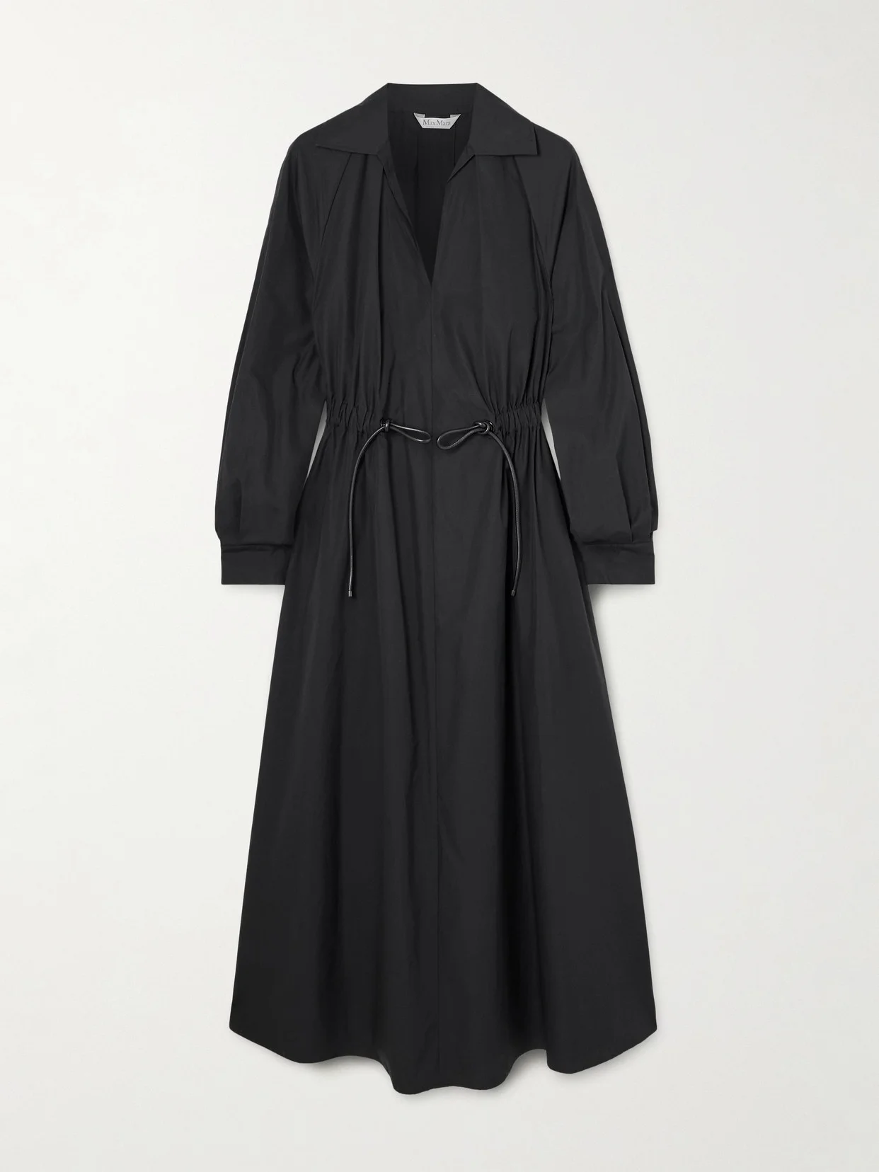 Drawstring Cotton Maxi Shirt Dress - 1