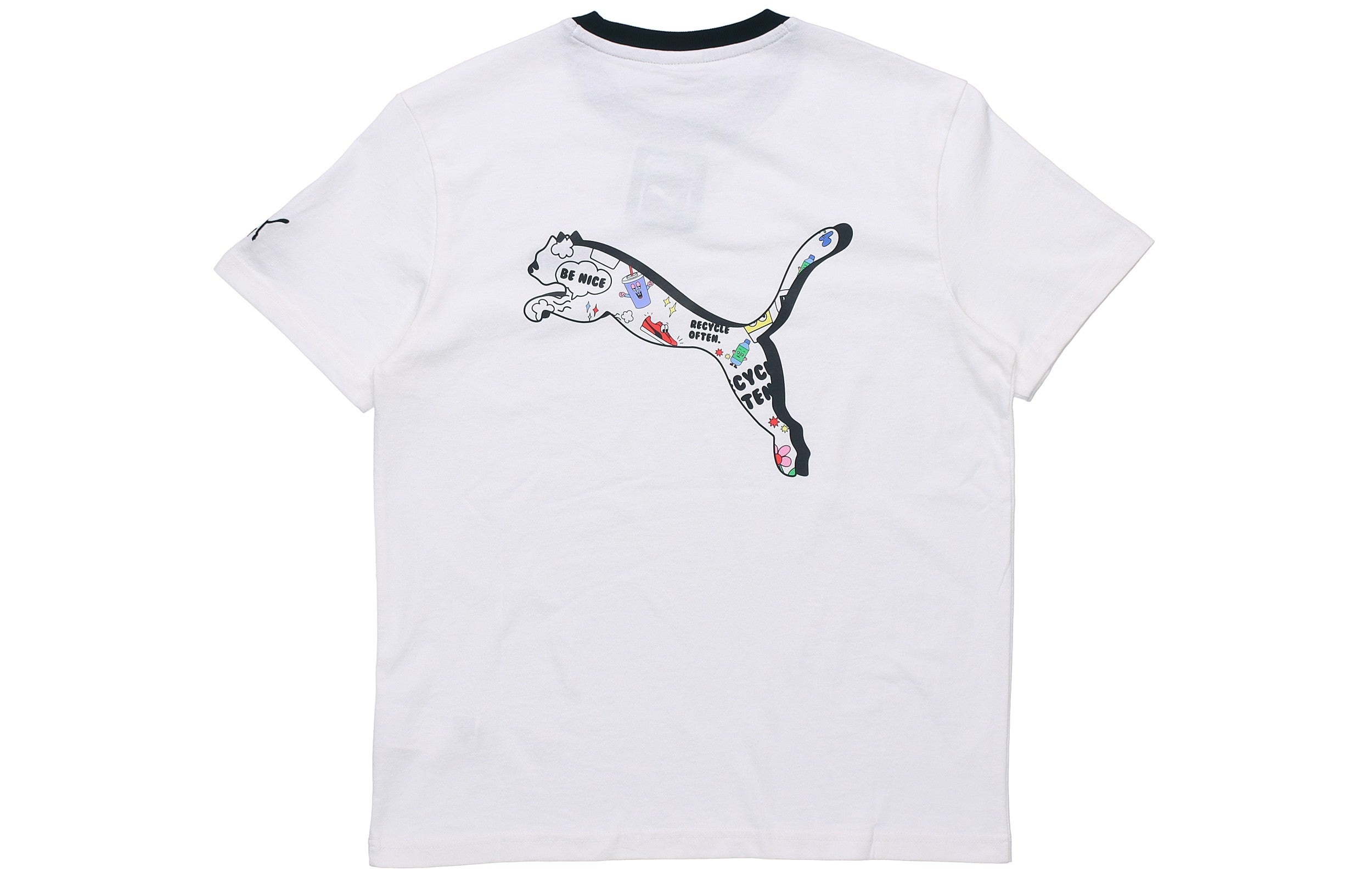 PUMA Awareness Logo Embroidered Sports Loose Round Neck Short Sleeve White 532034-02 - 2