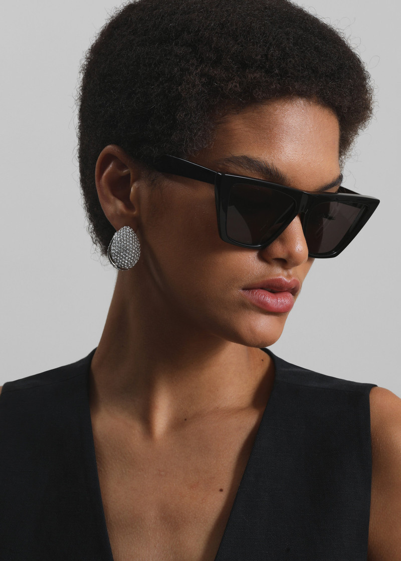 COPERNI Coperni Crystal-Embellished Creole Logo Earrings - Silver outlook