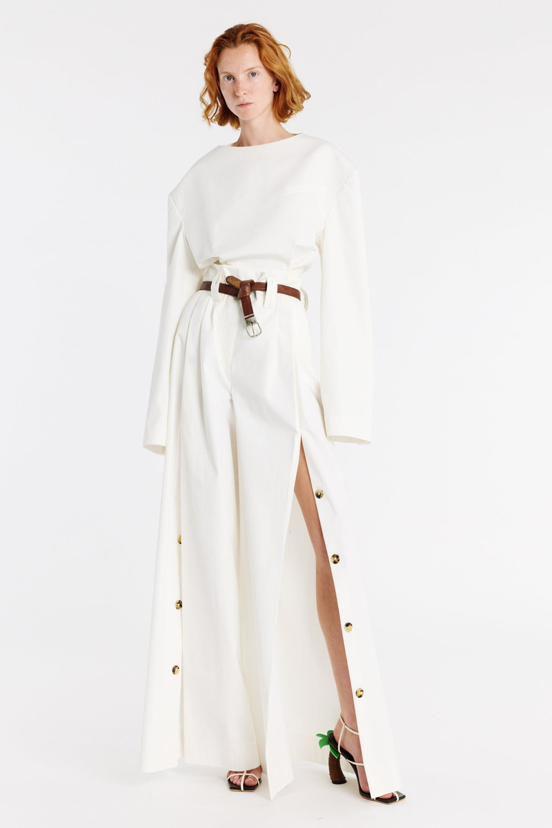 FULL SPLIT WIDE LEG PANTS WHITE 1