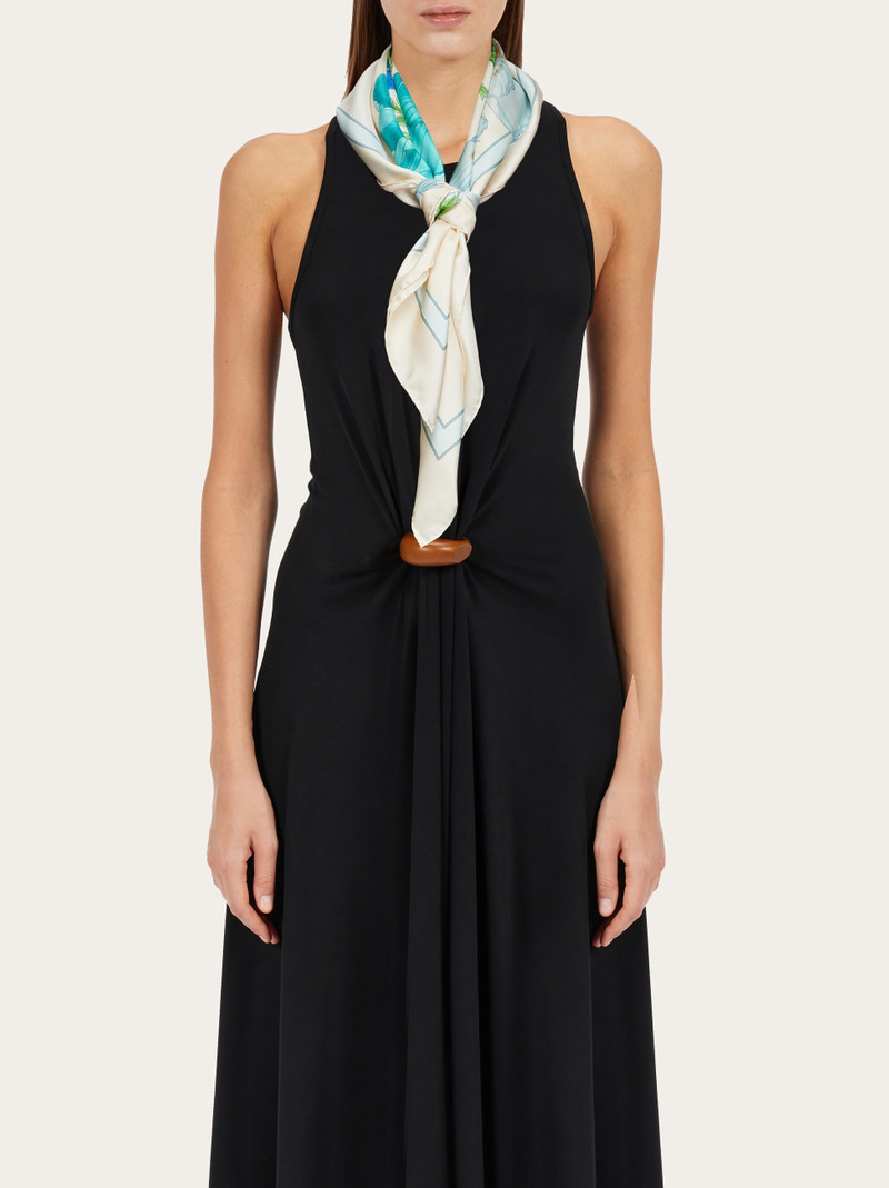 Poppies print silk foulard 3