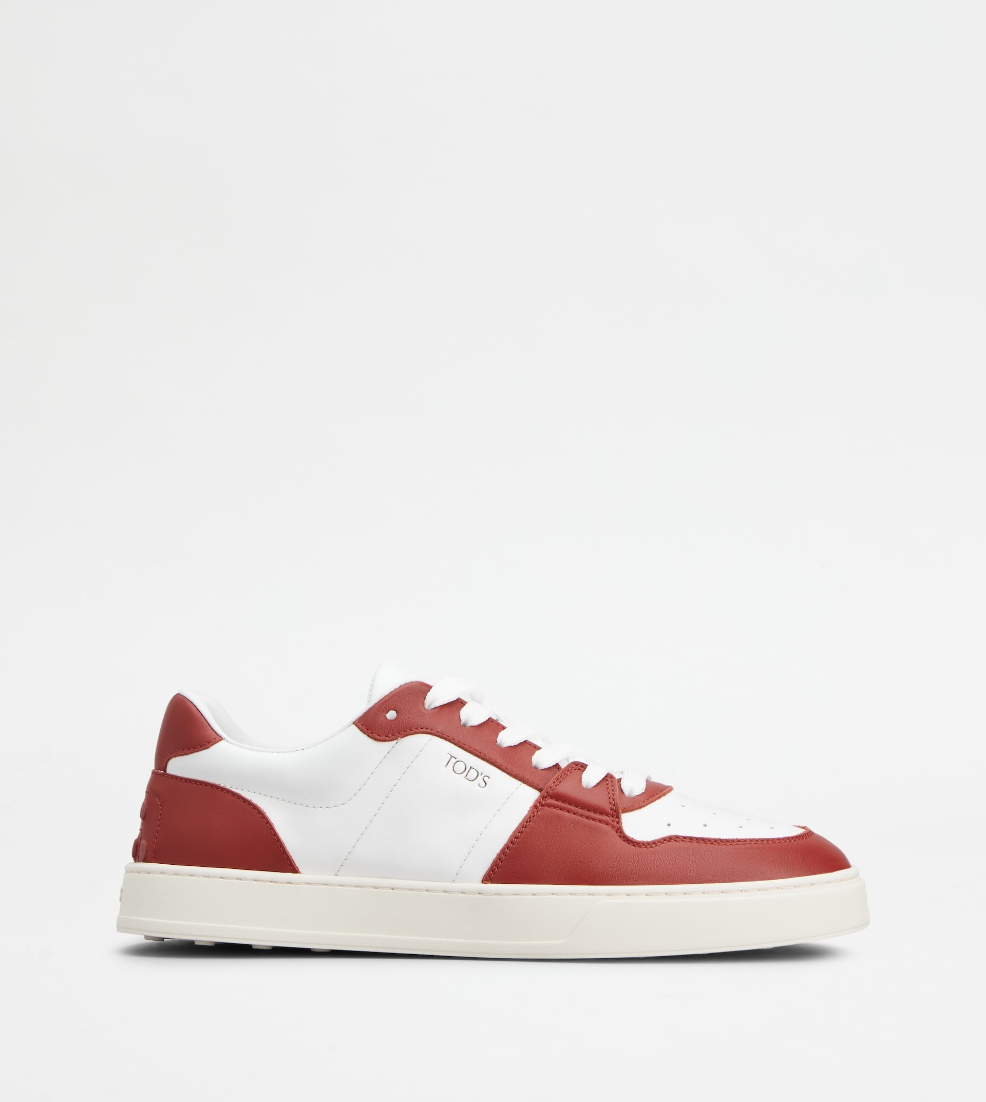 SNEAKERS IN LEATHER - WHITE, RED - 1