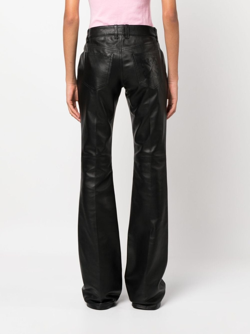 slim-fit leather flared trousers 4