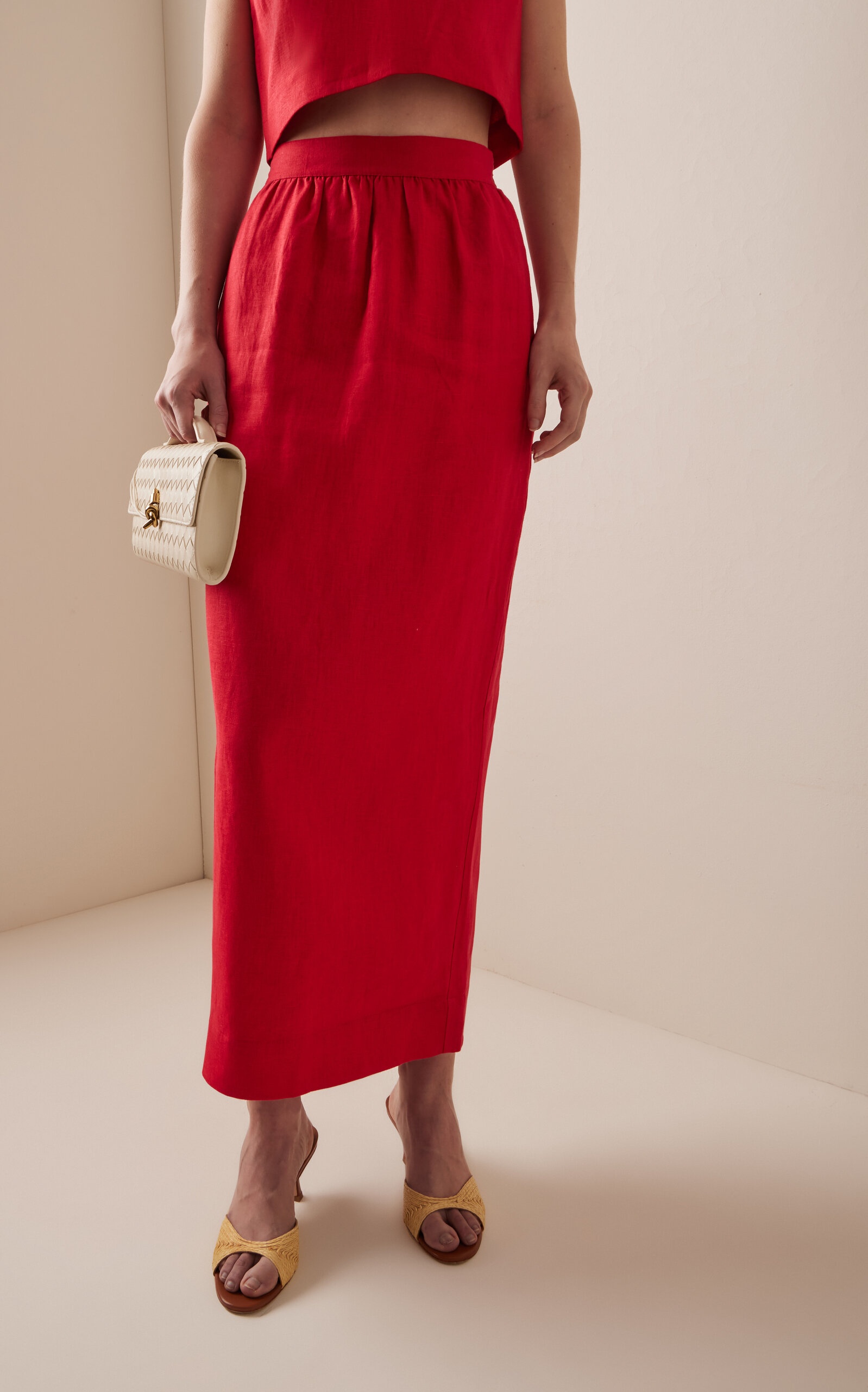 Bonnie Linen Pencil Skirt red - 3
