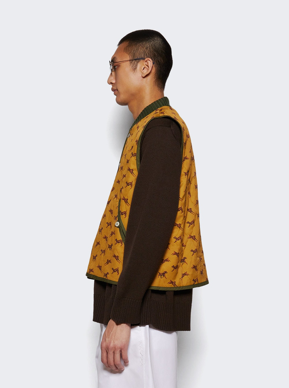 Crittendon Quilted Vest Brown And Green - 3