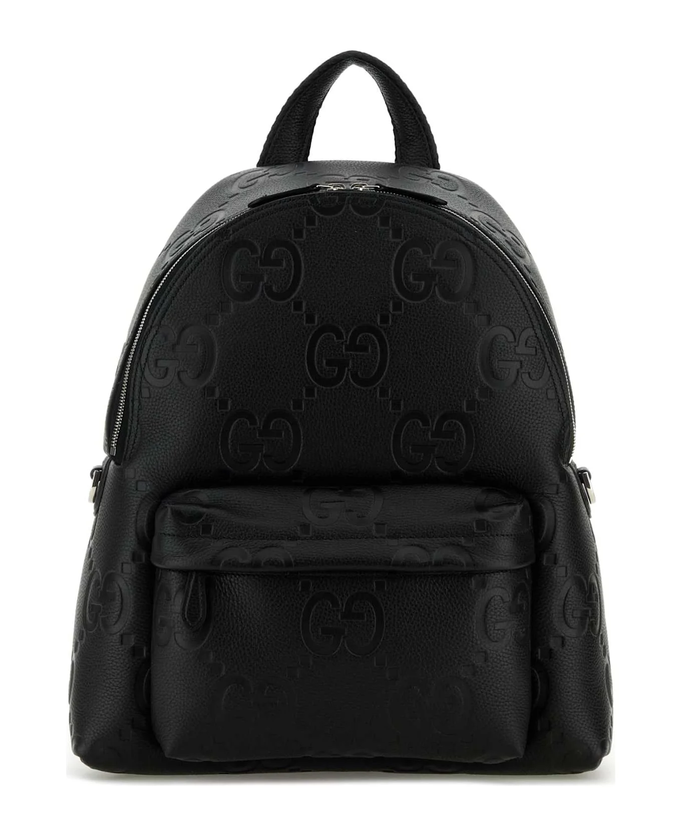 Black Jumbo Gg Leather Gg Backpack - 1
