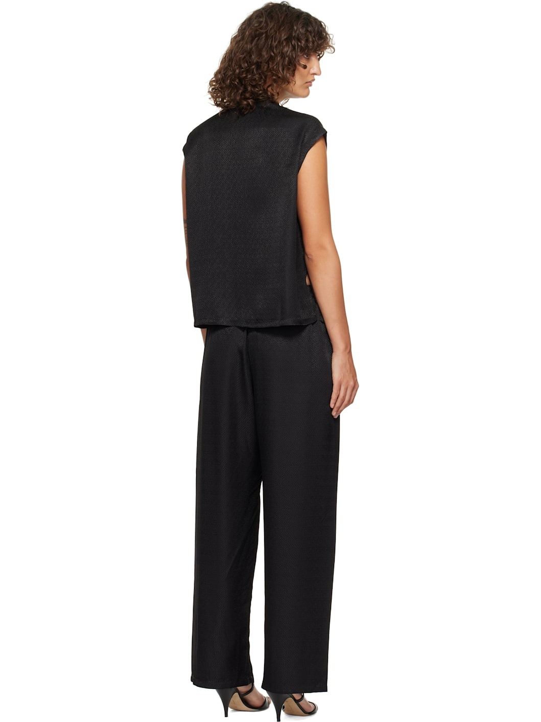 Black Sakura Lounge Jacquard Pyjama Set - 3