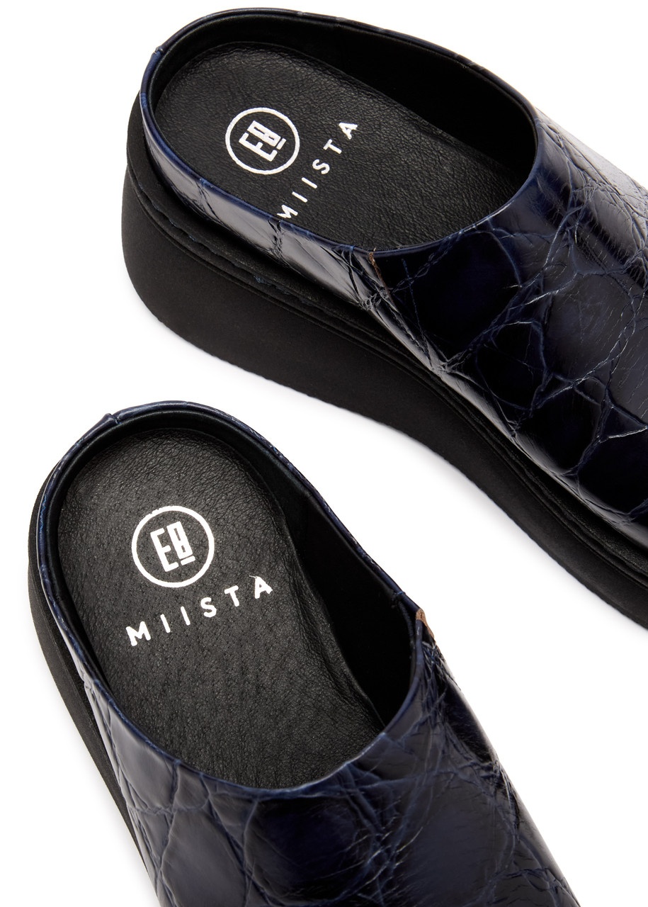 Miista Kristi Crocodile-effect Leather Mules - 4