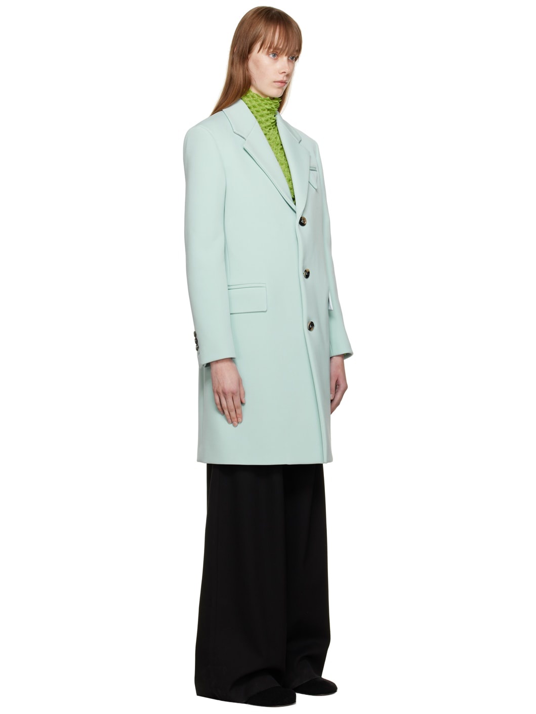 Blue Single-Breasted Coat - 2