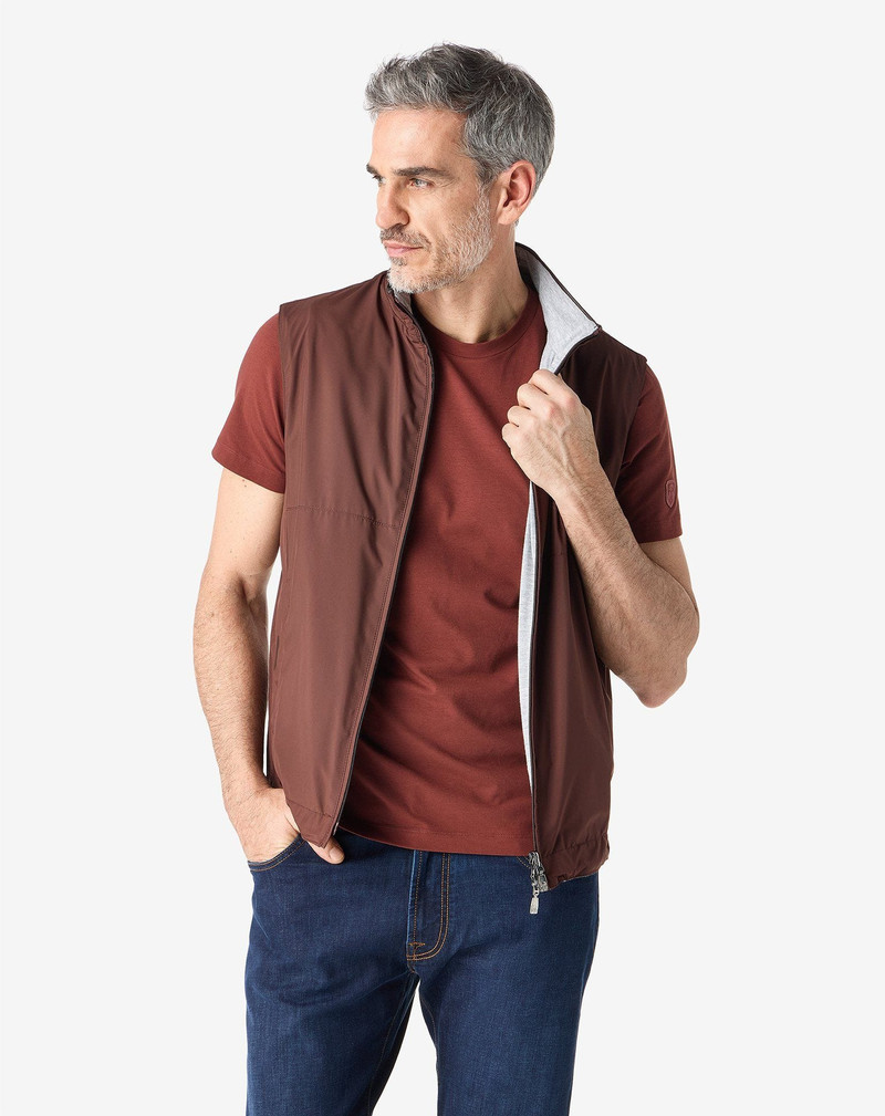 CORNELIANI Brown technical poplin gilet outlook