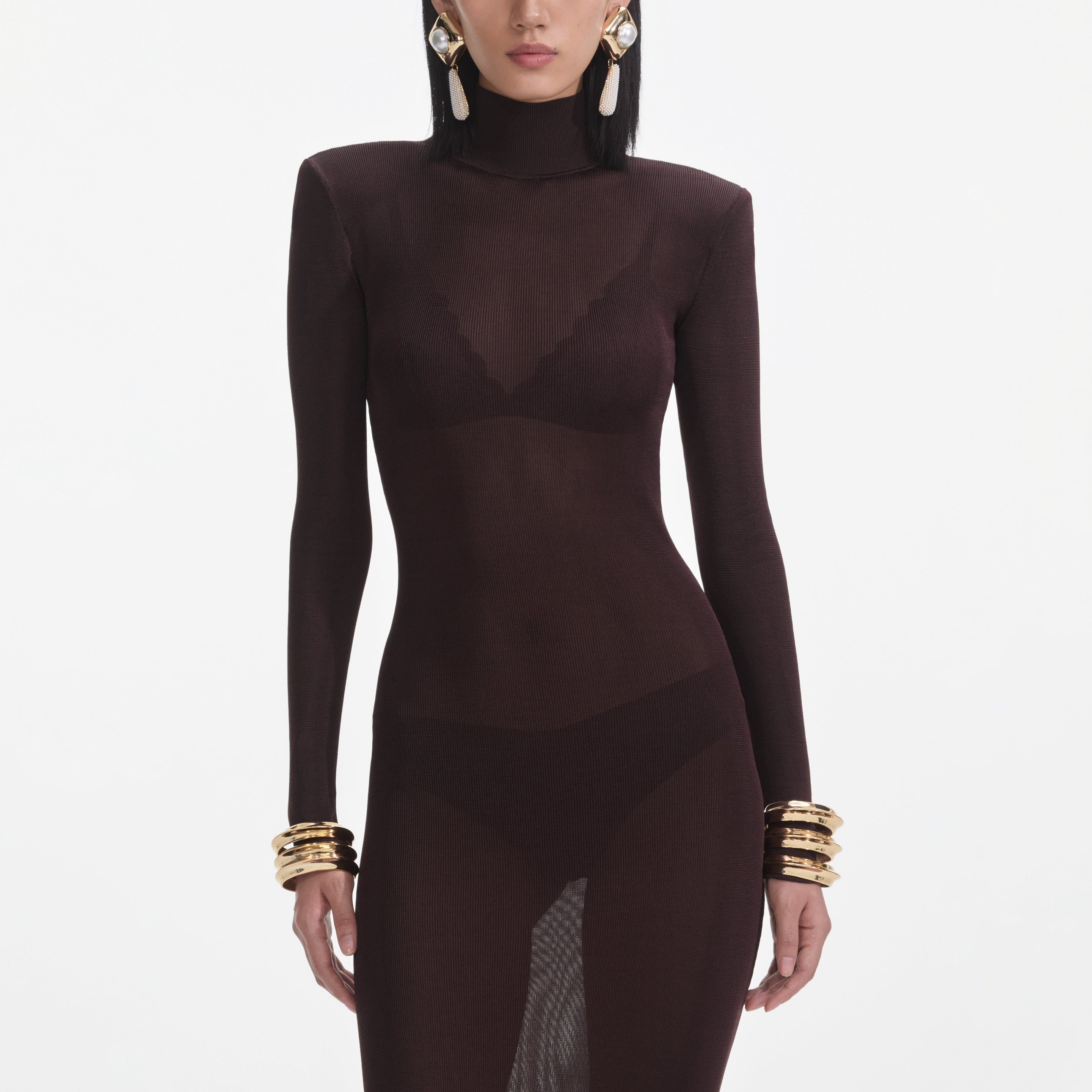 Brown Viscose Knit Maxi Dress - 4