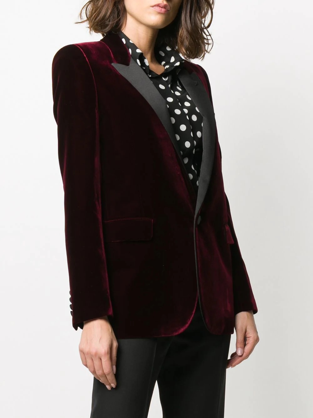 velvet-effect single-breasted blazer - 3