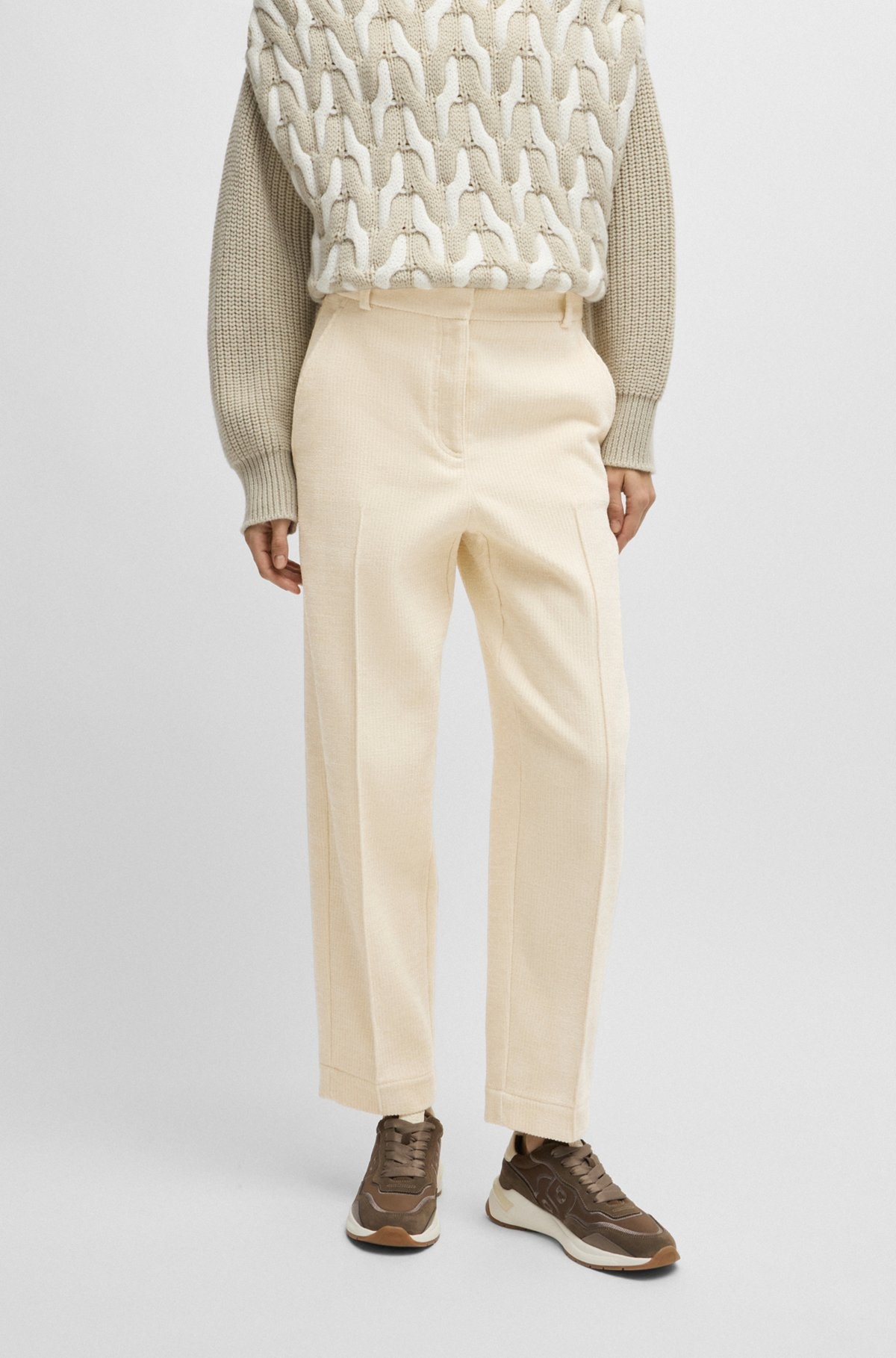 RELAXED-FIT HIGH-WAISTED TROUSERS IN VELVET CORDUROY - 5