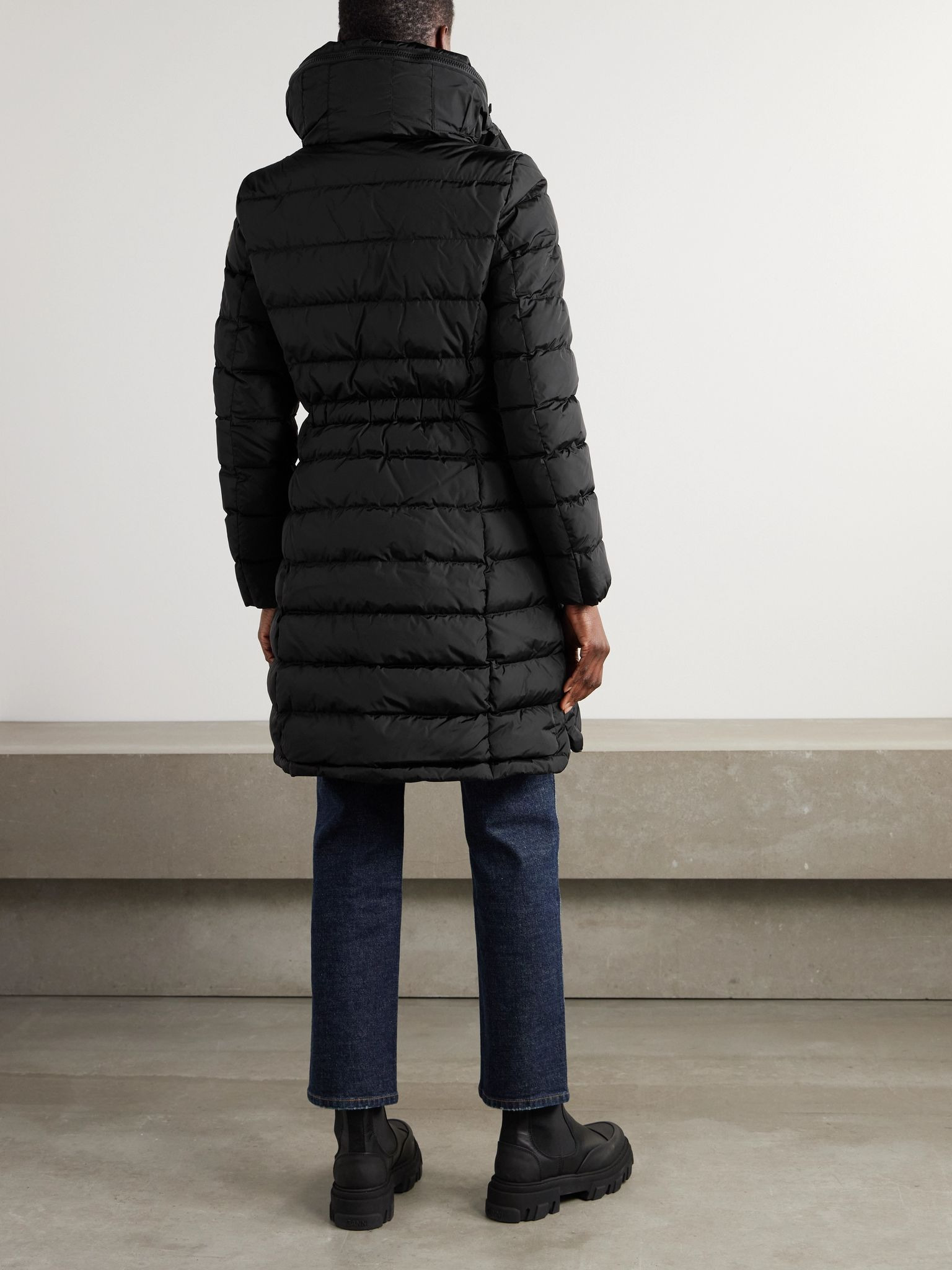 Flammette hooded quilted shell coat Black - 3