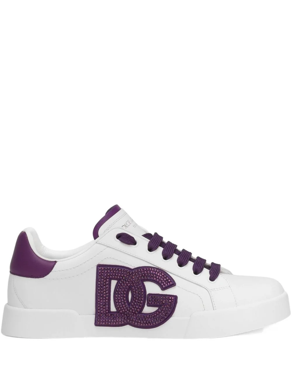 crystal-embellished leather sneakers - 1