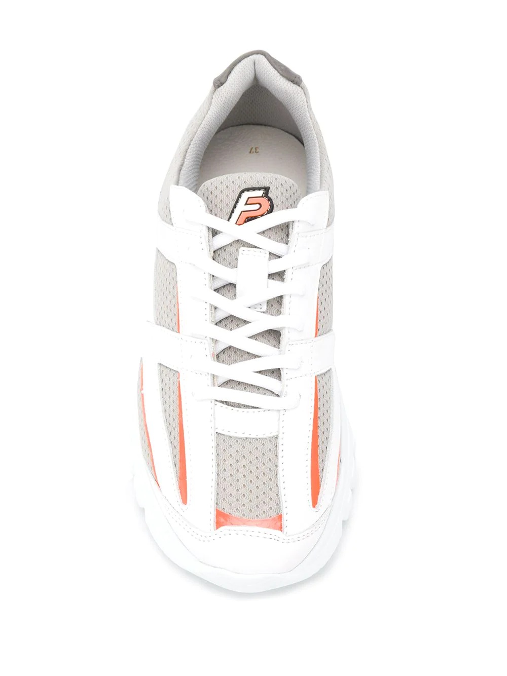 leather grid and mesh platform trainers - 4