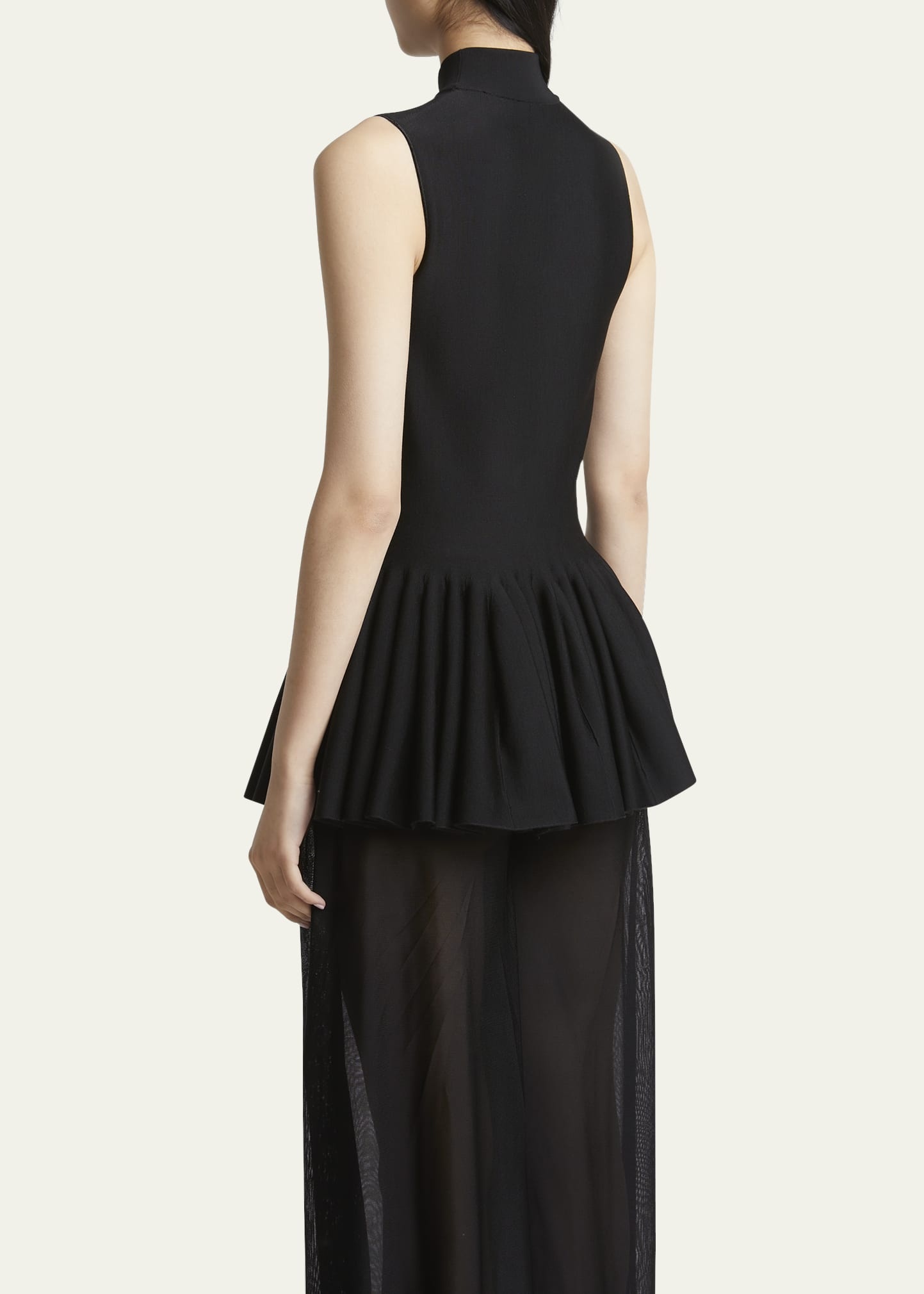 High-Neck Pleated Peplum Top - 3