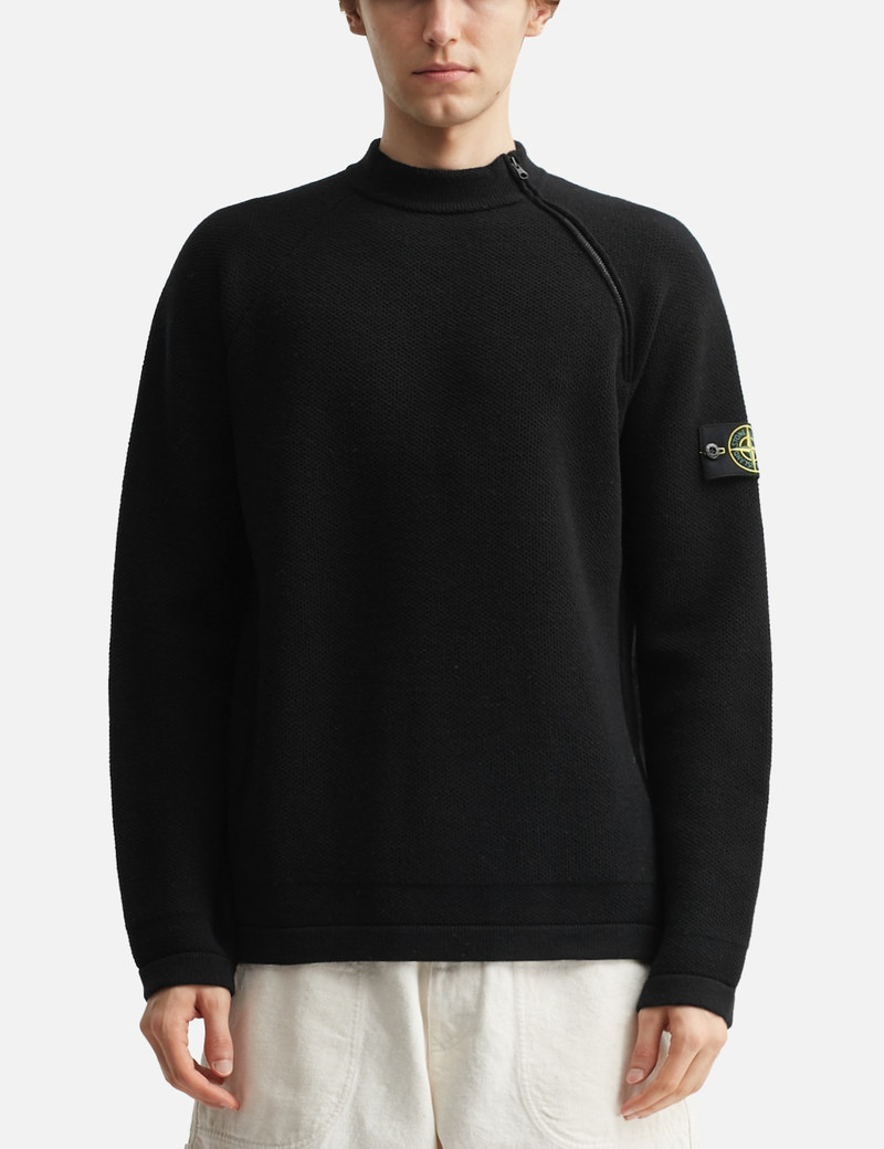 STRETCH RWSA WOOL MOCK NECK JUMPER WITH DIAGONAL ZIP 3