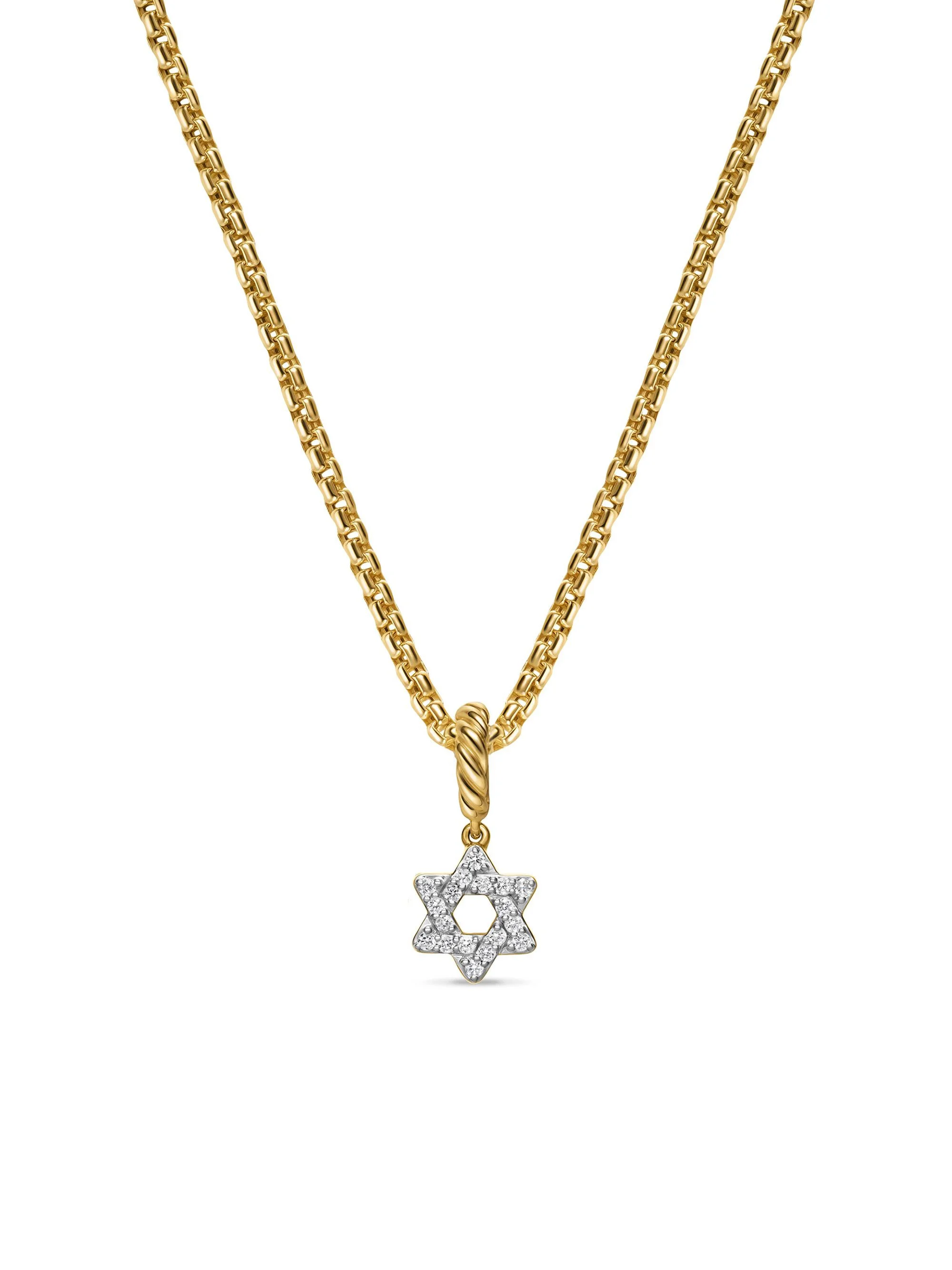 Women's Micro Pavé Star of David Amulet in 18K Yellow Gold with Diamonds, 7.4MM - Diamond - 1