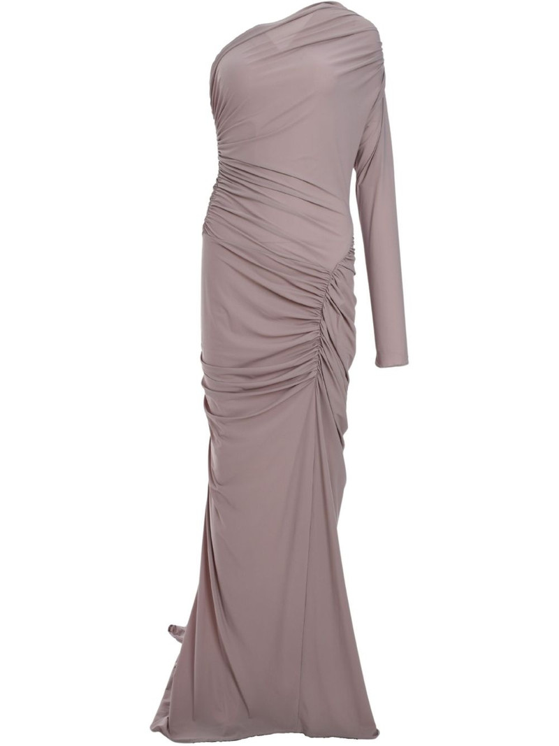 one-sleeve ruched gown 1