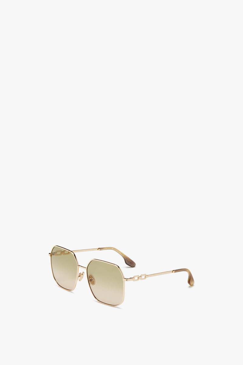 Victoria Beckham Chain Frame Sunglasses in Yellow Gold outlook